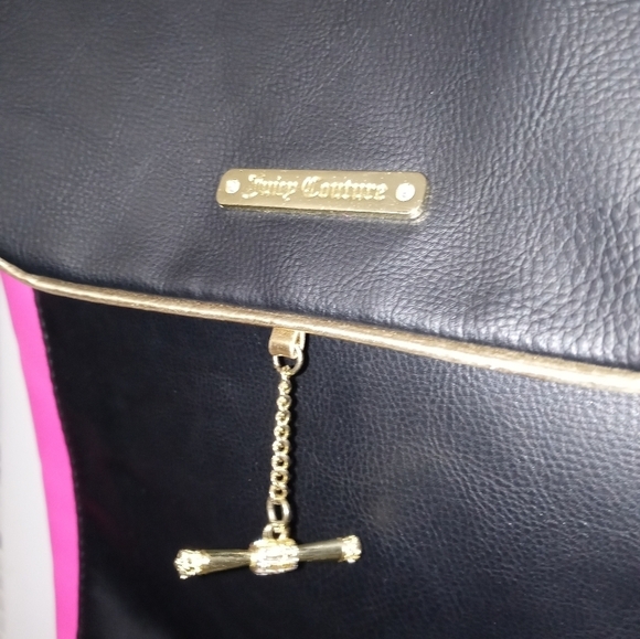 Juicy Couture Black And Barbie Pink Expandable Back Pack Satin logo lining main image 8
